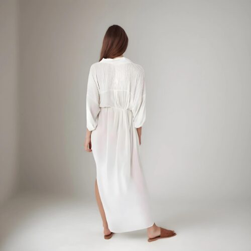 Пляжна довга сорочка біла котон 146-54